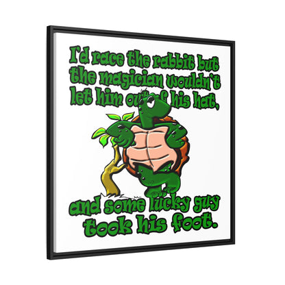 turtle race - framed canvas art (white)