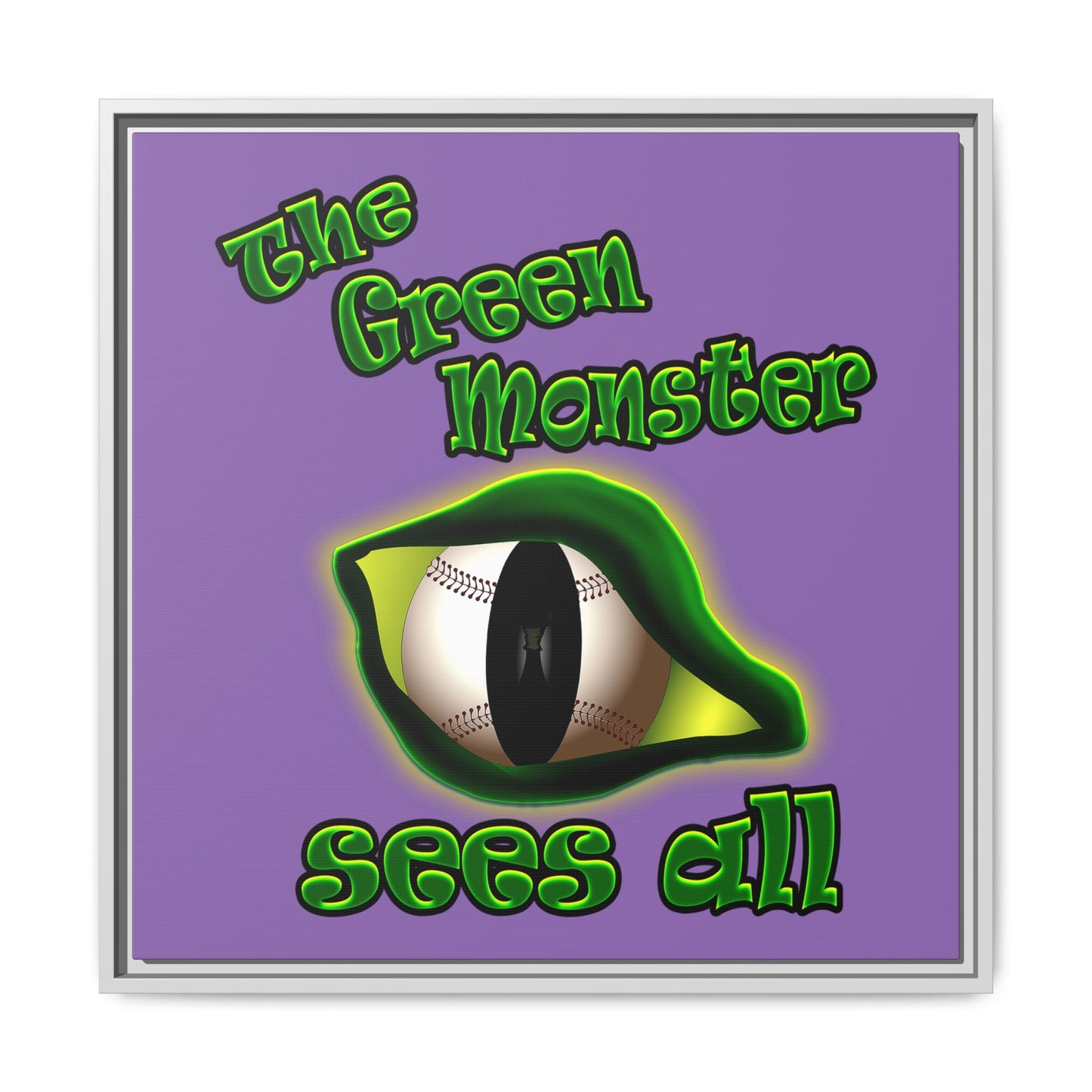 green monster - framed canvas art (light purple)