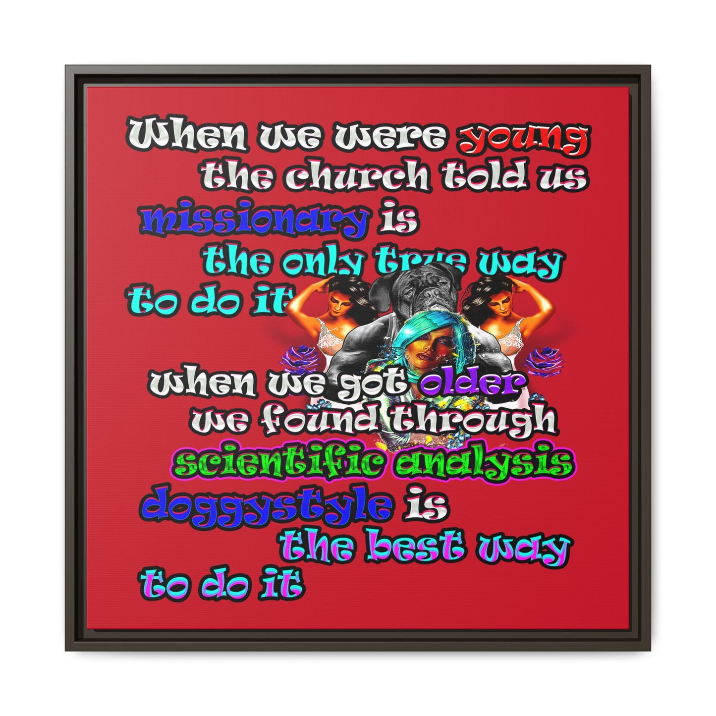 doggystyle - framed canvas art (dark red)
