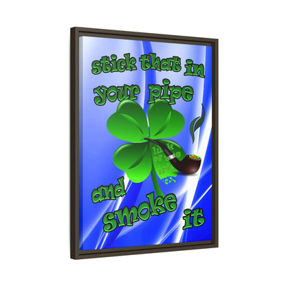 stick that in your pipe and smoke it - framed canvas art (blue-white wave)