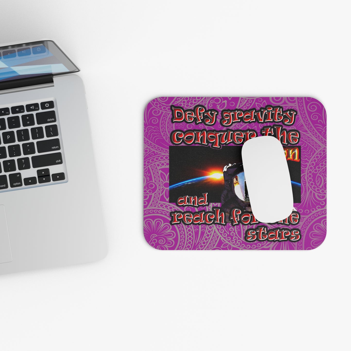 defy conquer reach - Mouse Pad (Rectangle) (pink swirl)