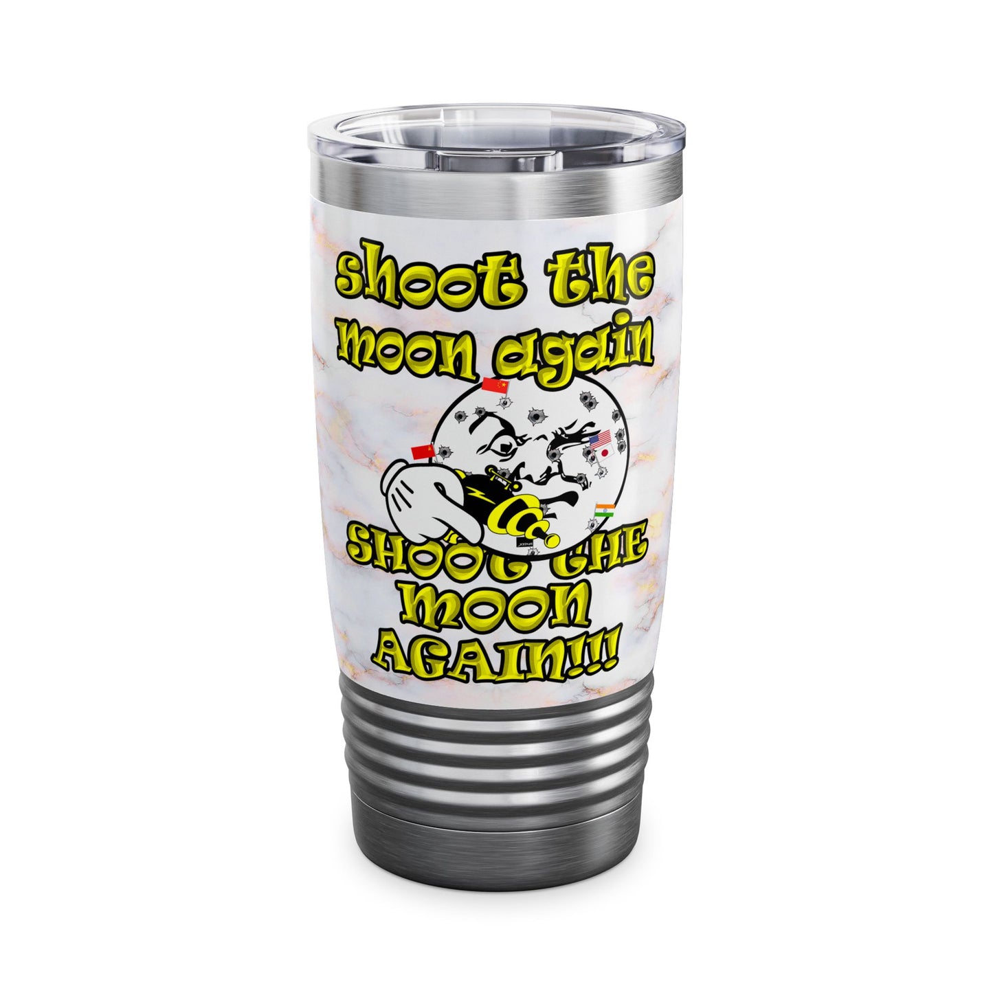 shoot the moon again - Ringneck Tumbler, 20oz (white marble)