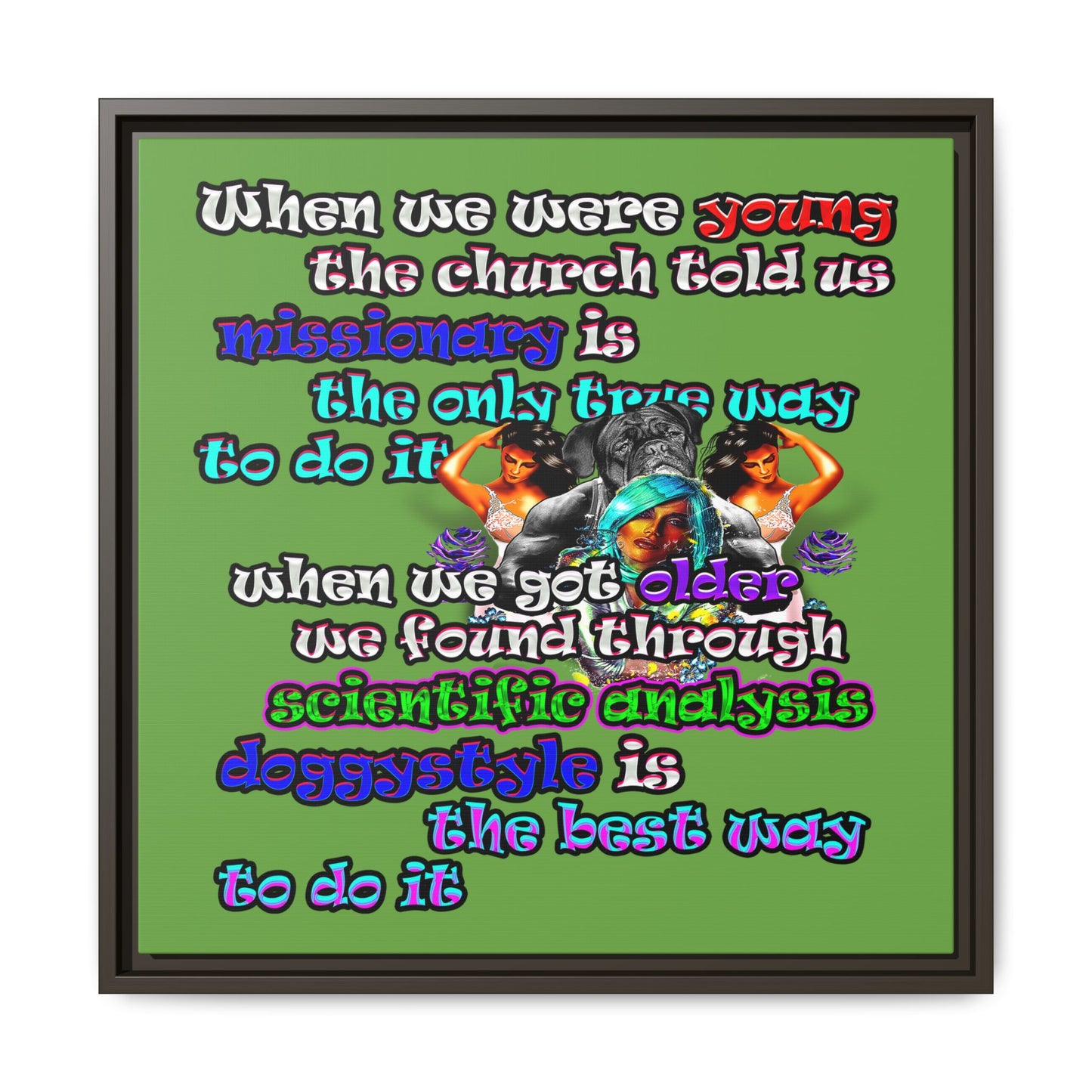 doggystyle - framed canvas art (green)