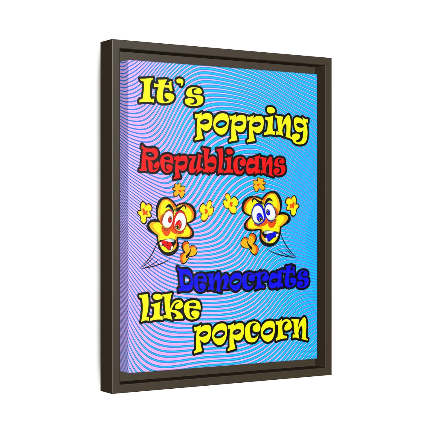 popping like popcorn - framed canvas art (light blue-purple wave)