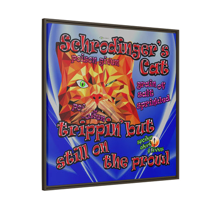 schrodinger's cat - framed canvas art (blue-white wave)