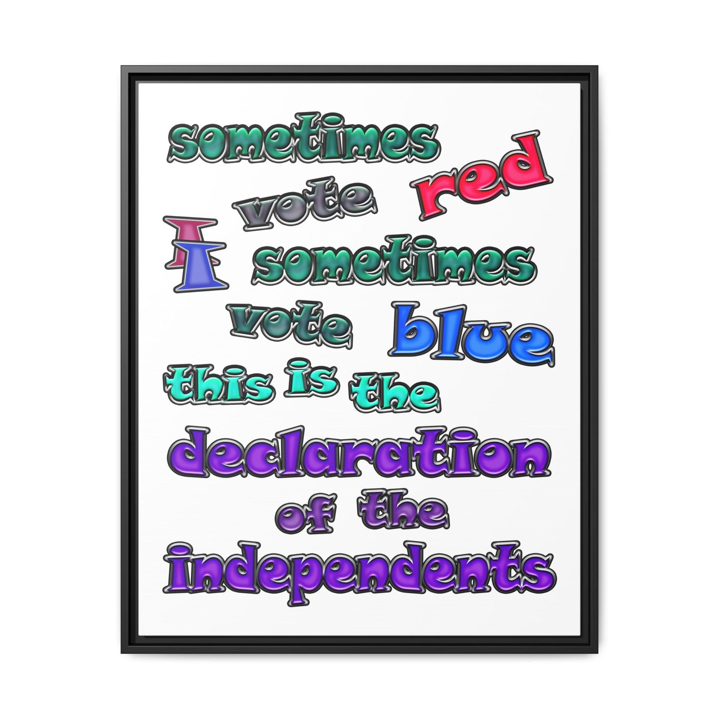 declaration of the independents - framed canvas art (white)