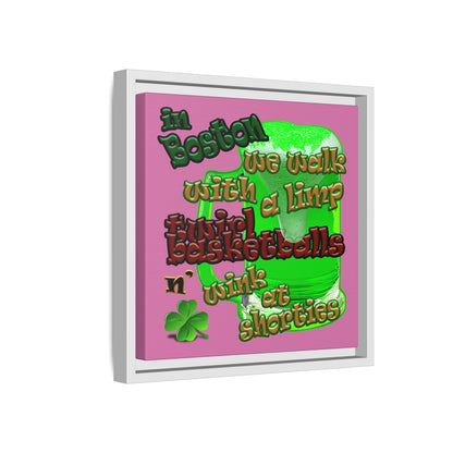 celtics logo - framed canvas art (light pink)