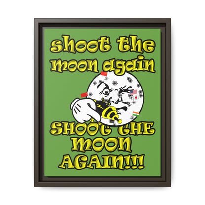 shoot the moon again - framed canvas art (green)