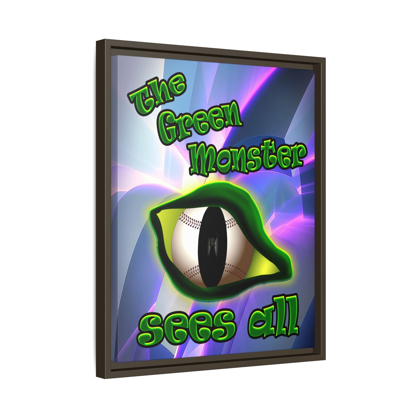 green monster - framed canvas art (grey-pink wave)