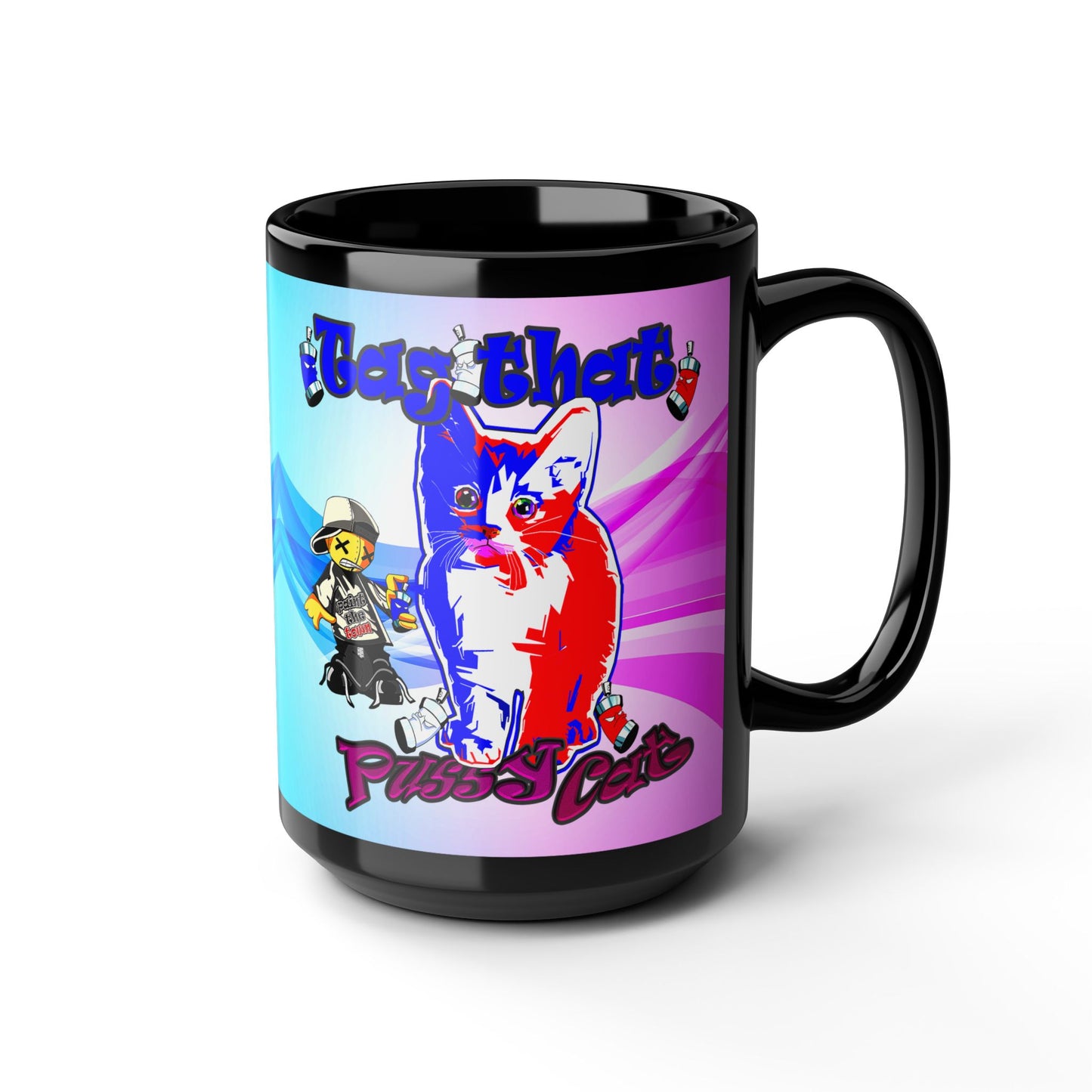 tag that - Black Mug (light blue-pink wave)