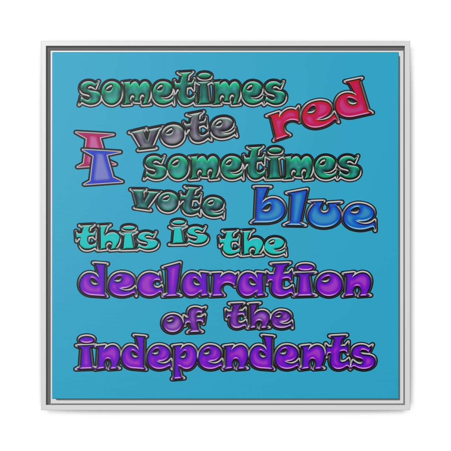 declaration of the independents - framed canvas art (turquoise)