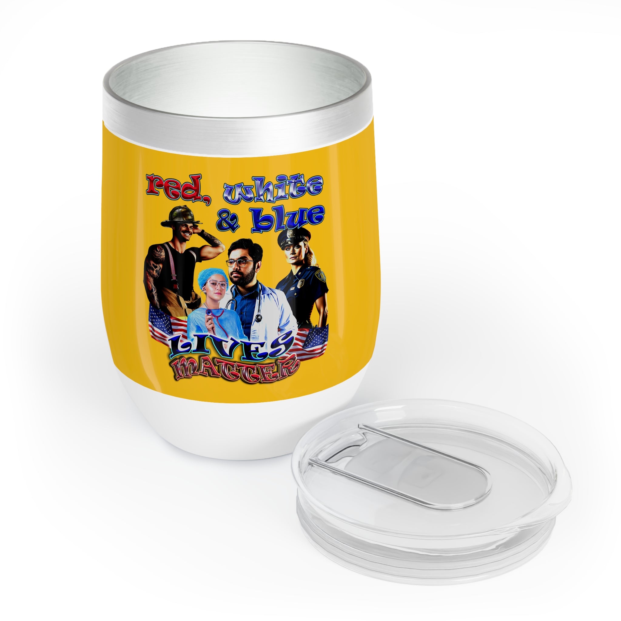 rw&b lives matter - Chill Wine Tumbler (yellow)
