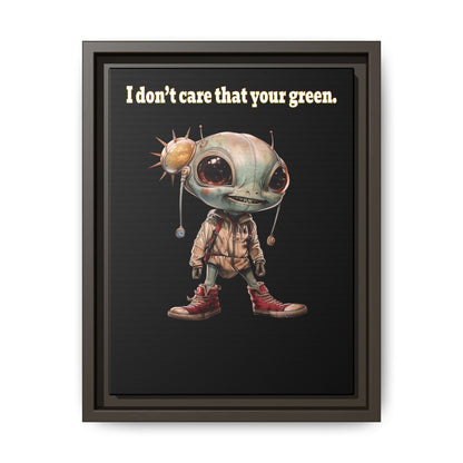 I don't care that your green - framed canvas art (black)