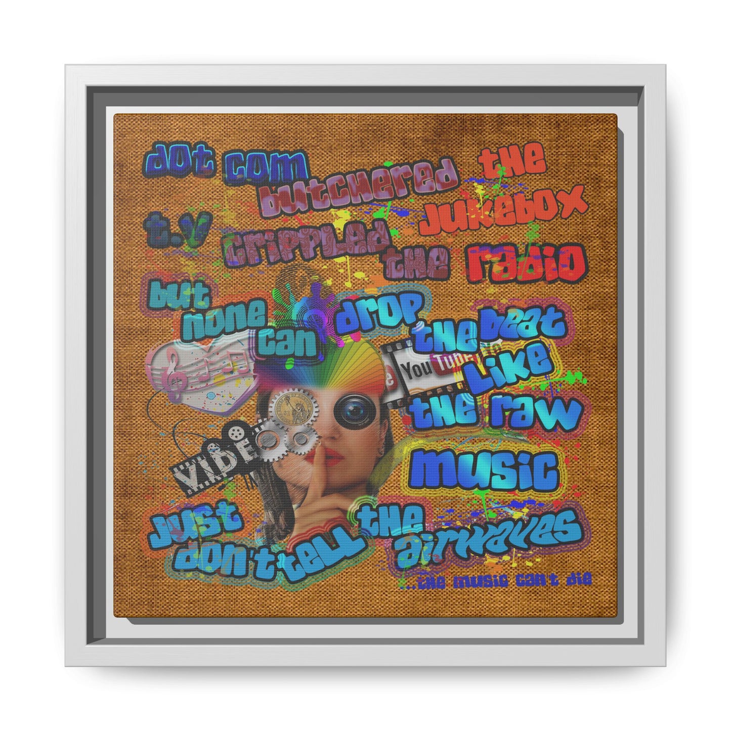 drop the beat - framed canvas art (brown papyrus)