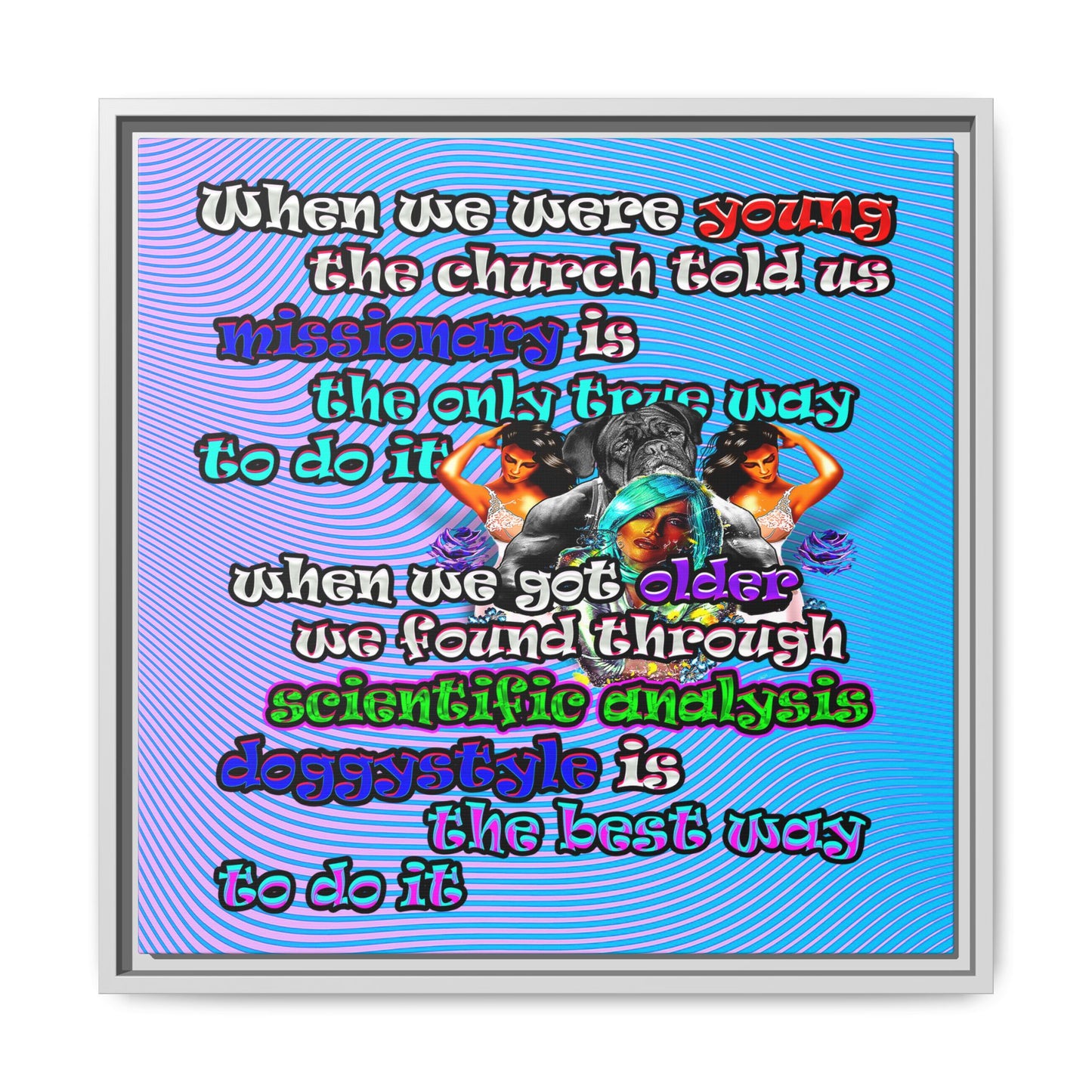 doggystyle - framed canvas art (light blue-purple wave)