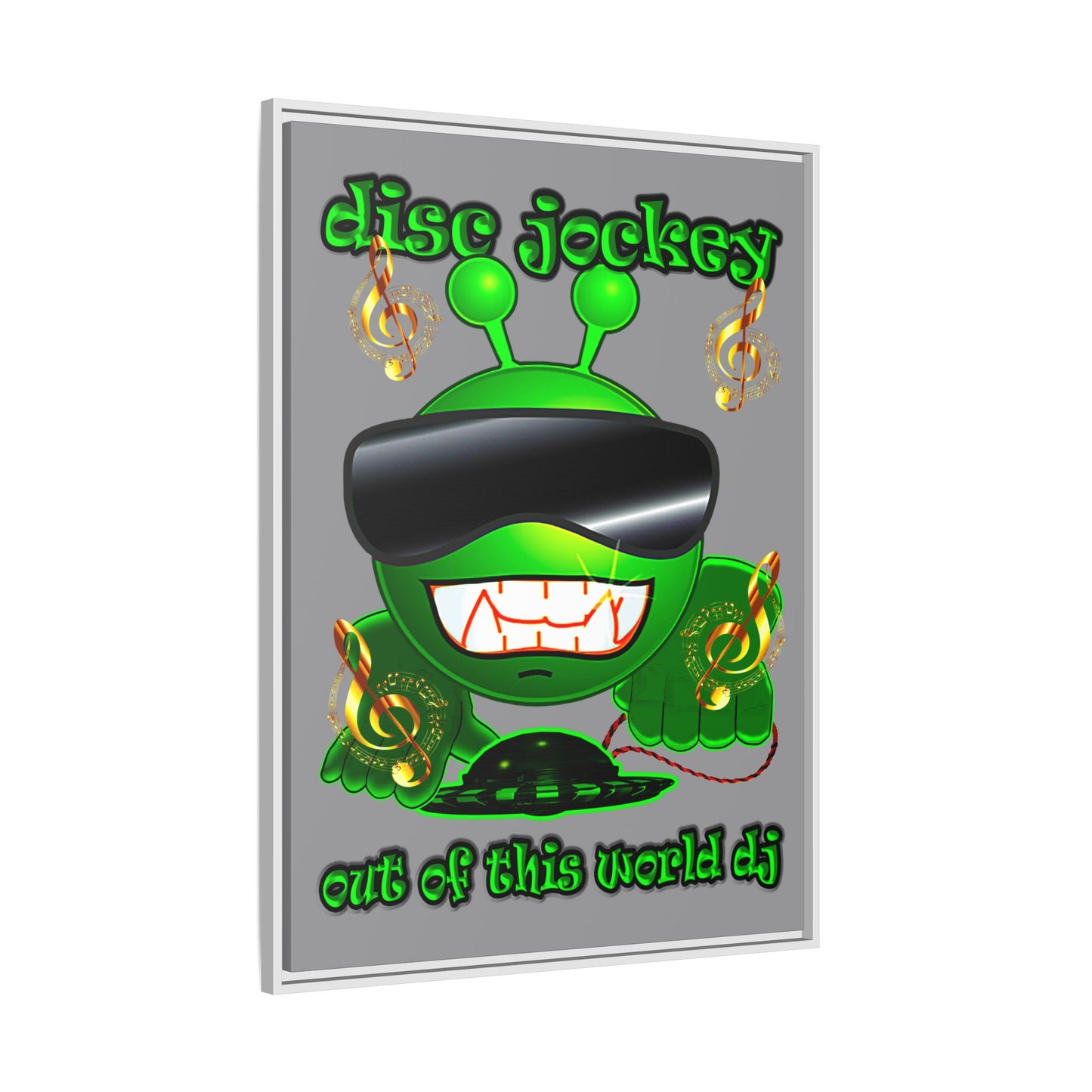 disc jockey - framed canvas art (grey)