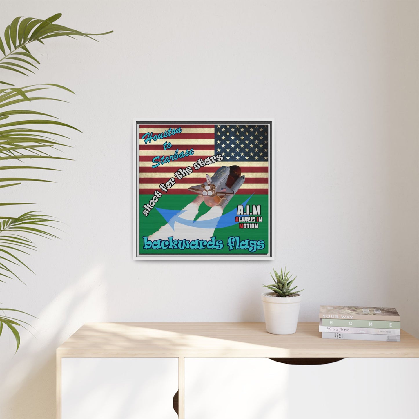 shoot for the stars - framed canvas art (dark green)