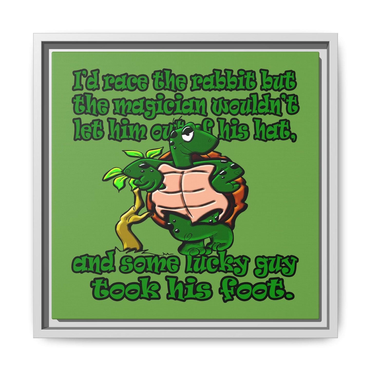turtle race - framed canvas art (green)