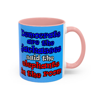 donkeys and elephants - Accent Mug (light blue-purple wave)