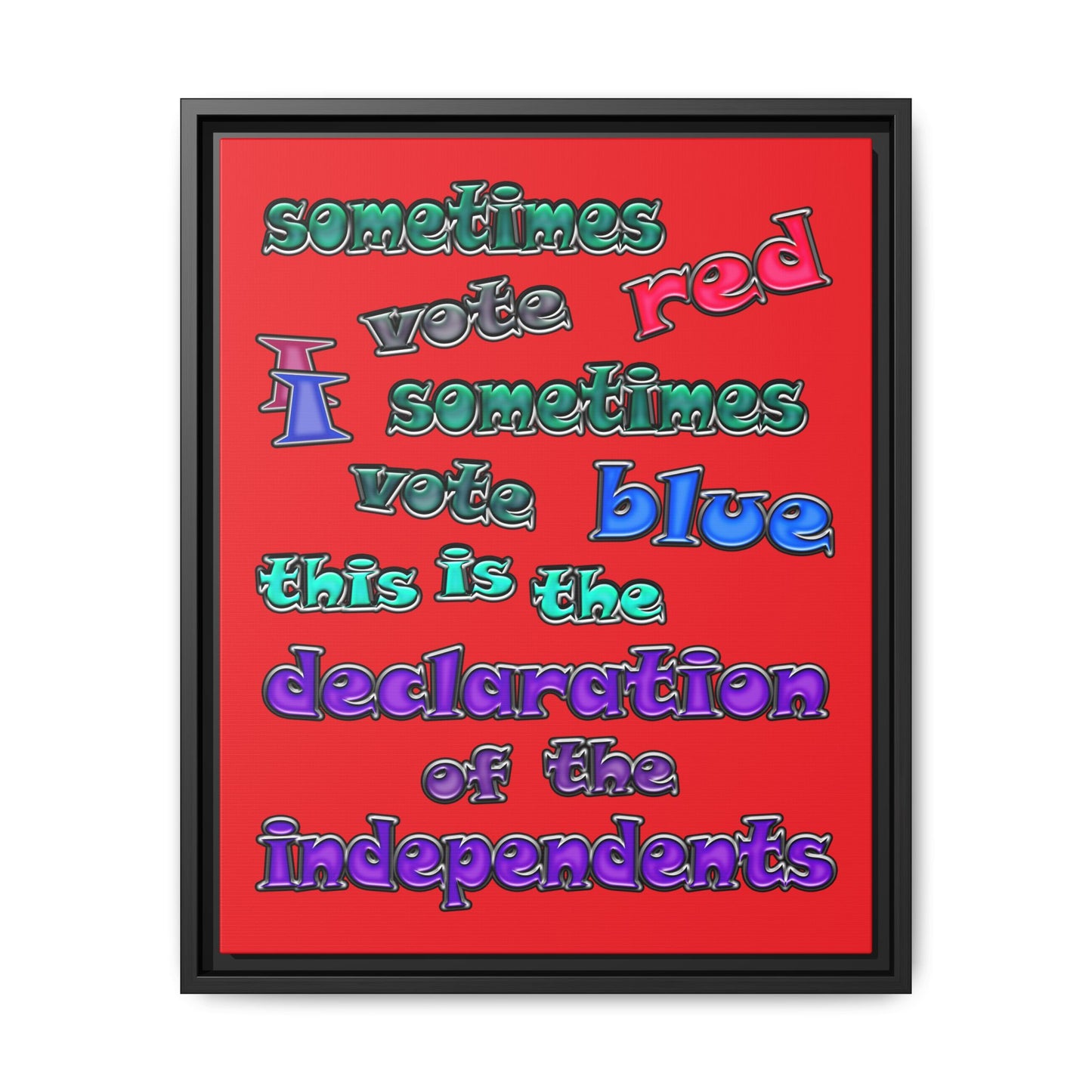 declaration of the independents - framed canvas art (red)