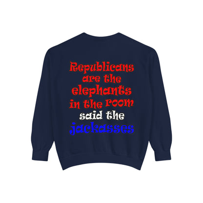donkeys and elephants - Unisex Garment-Dyed Sweatshirt