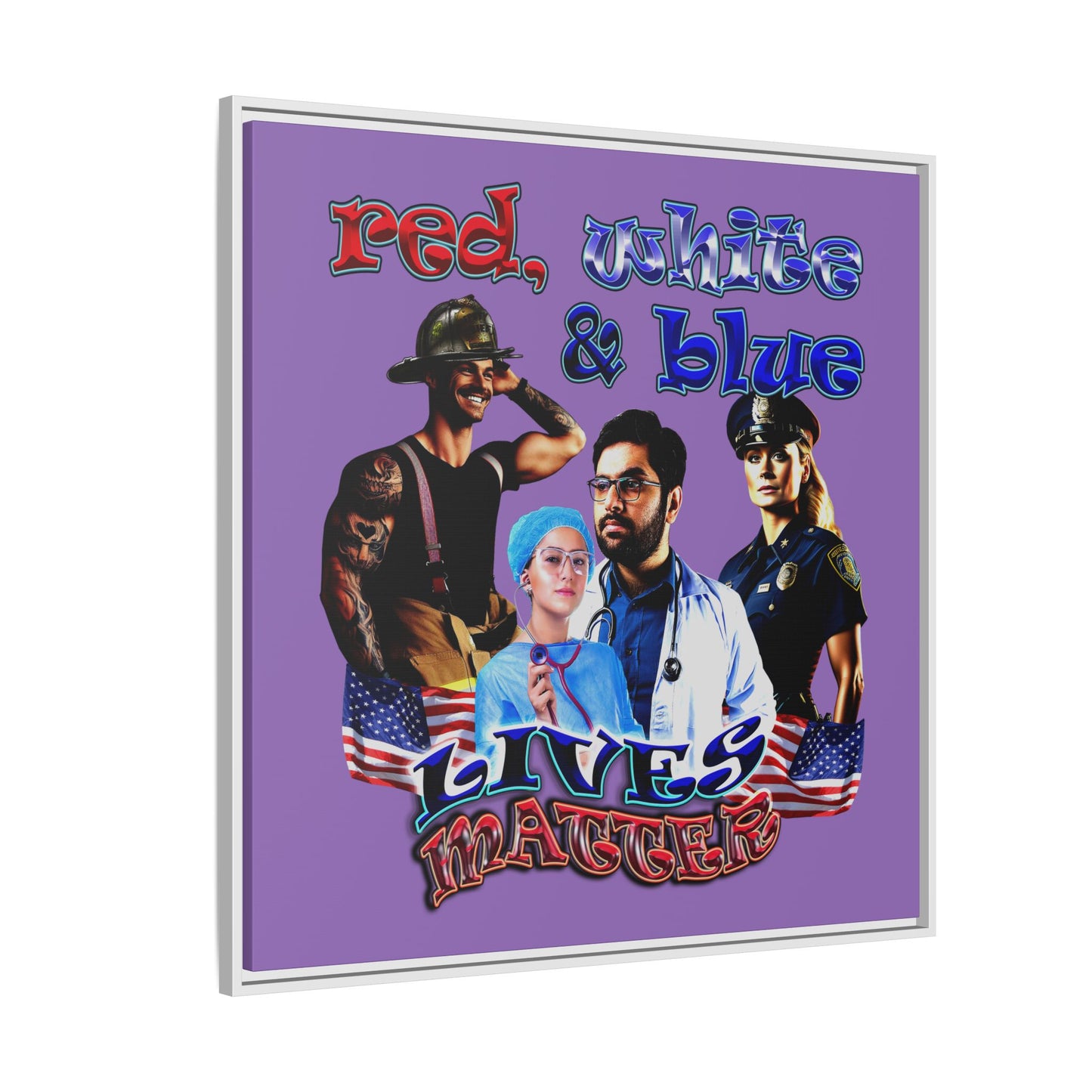 rw&b lives matter - framed canvas art (light purple)