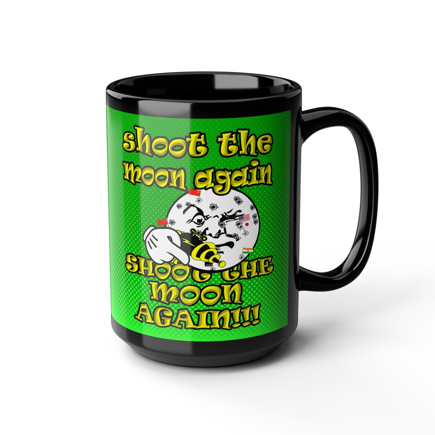shoot the moon again - Black Mug (logo green)