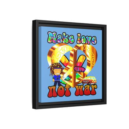 love peace - framed canvas art (light blue)