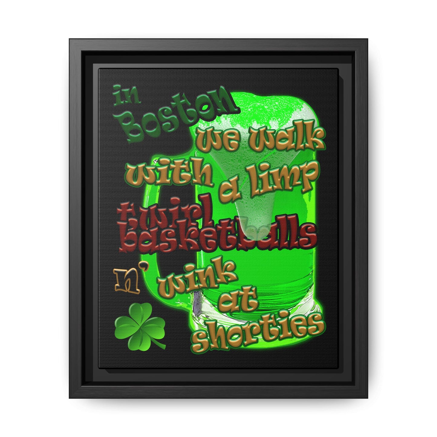celtics logo - framed canvas art (black)