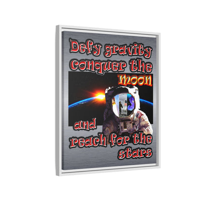 defy conquer reach - framed canvas art (brushed nickel)