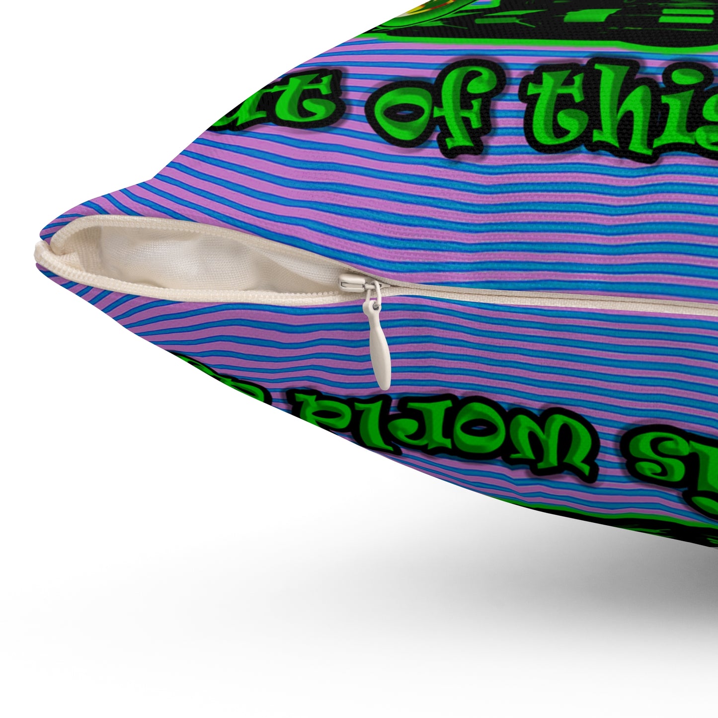 disc jockey - Spun Polyester Square Pillow - (light blue-purple wave)