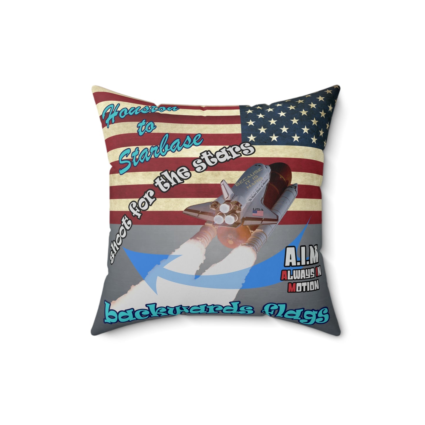 shoot for the stars - Spun Polyester Square Pillow - (grey-light grey)