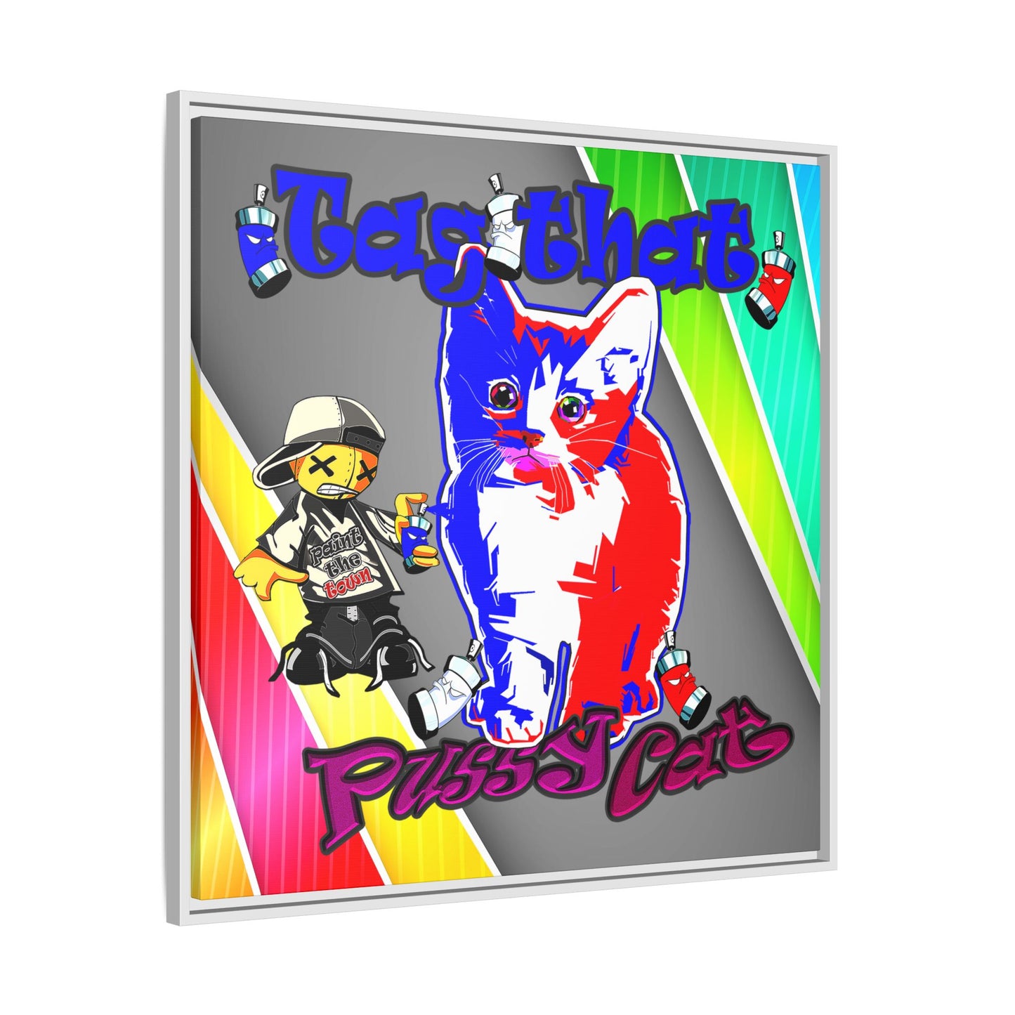tag that - framed canvas art (rainbow split)