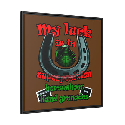 my luck - framed canvas art (brown)