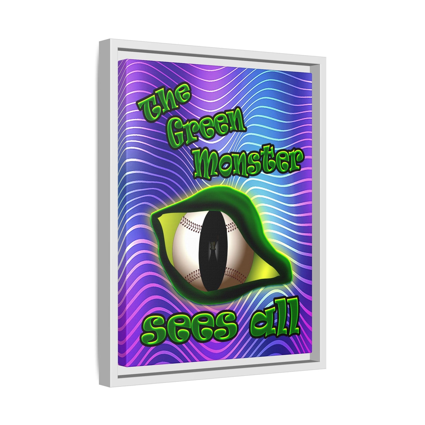 green monster - framed canvas art (purple wave)