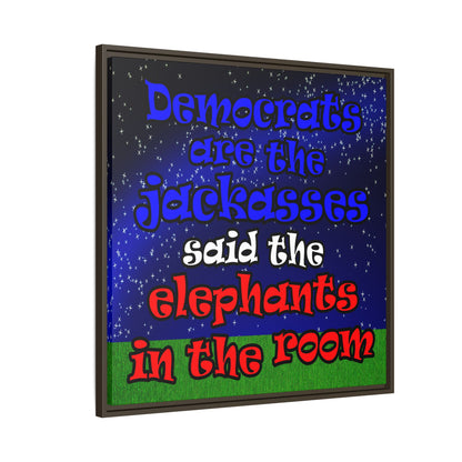 donkeys and elephants - framed canvas art ('snoops' background)