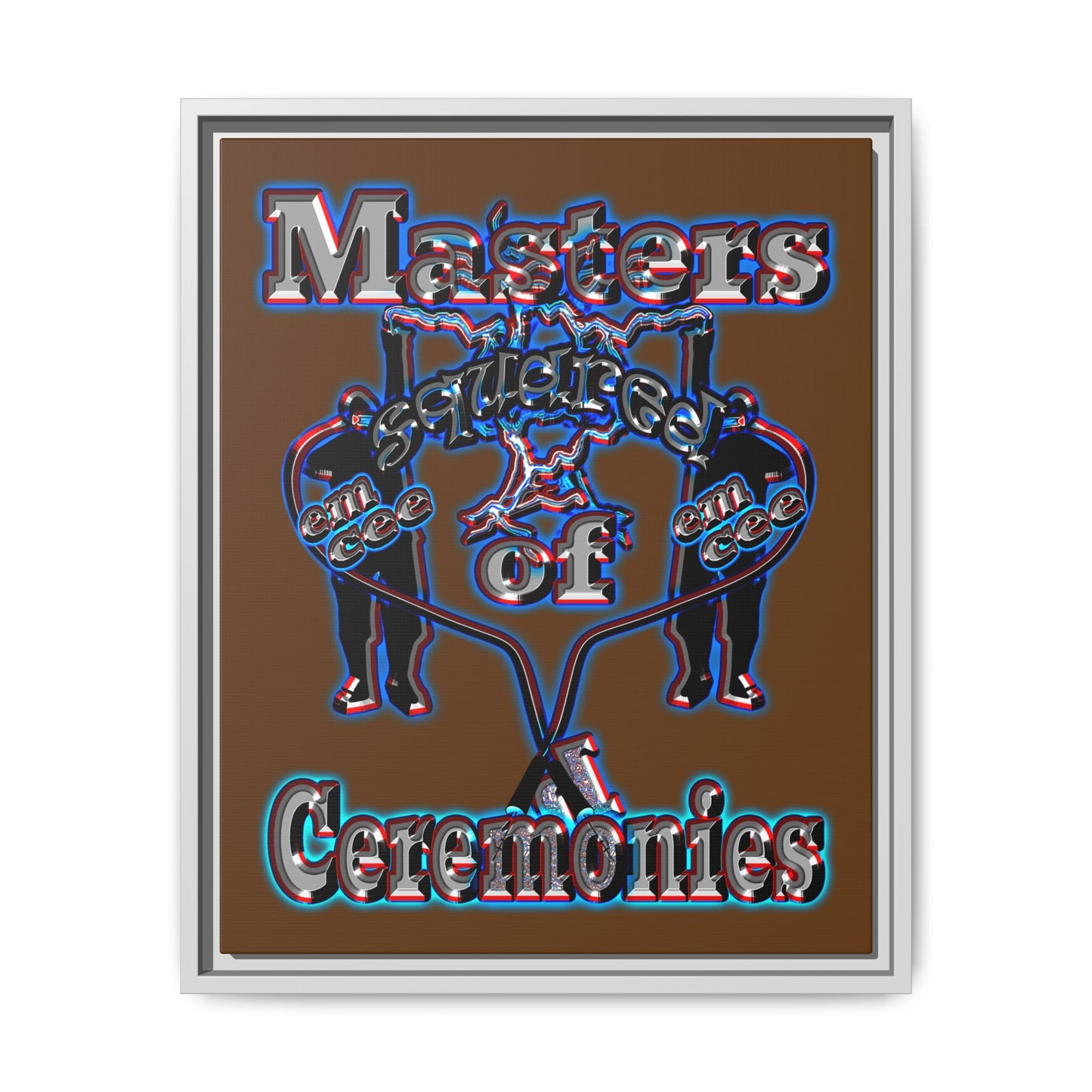 em cee squared - framed canvas art (brown)