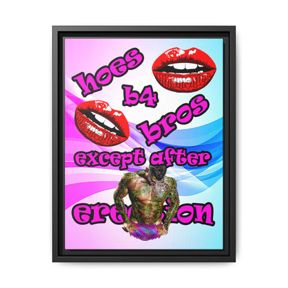 hoes b4 bros - framed canvas art (light blue-pink wave)