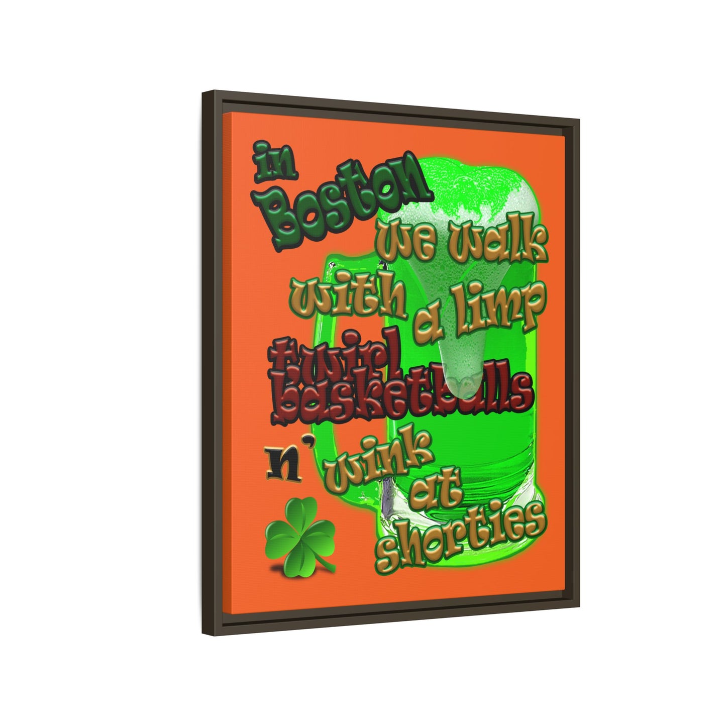 celtics logo - framed canvas art (orange)