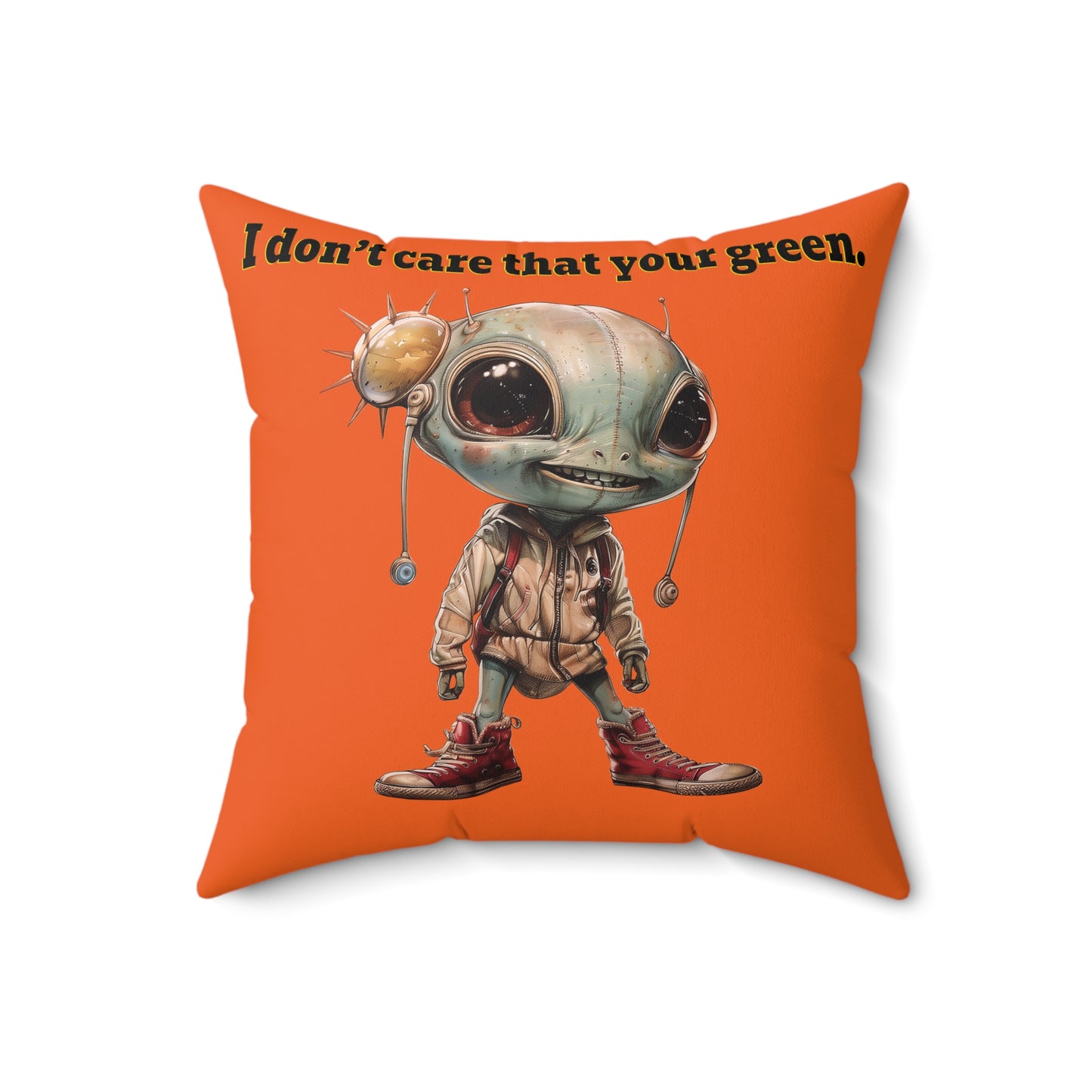 I don't care that your grey - Faux Suede Square Pillow - (orange)