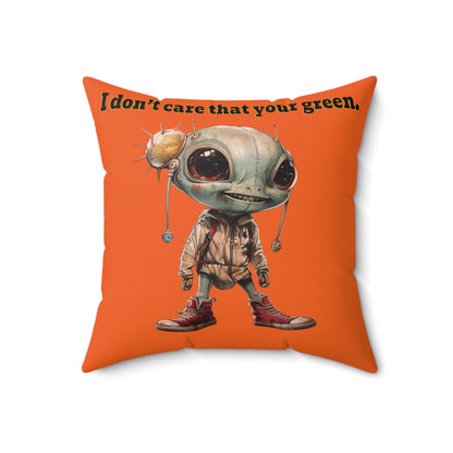 I don't care that your grey - Faux Suede Square Pillow - (orange)