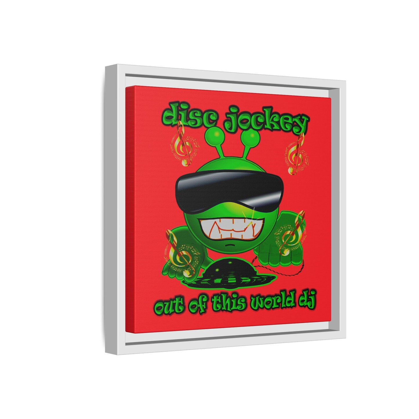 disc jockey - framed canvas art (red)