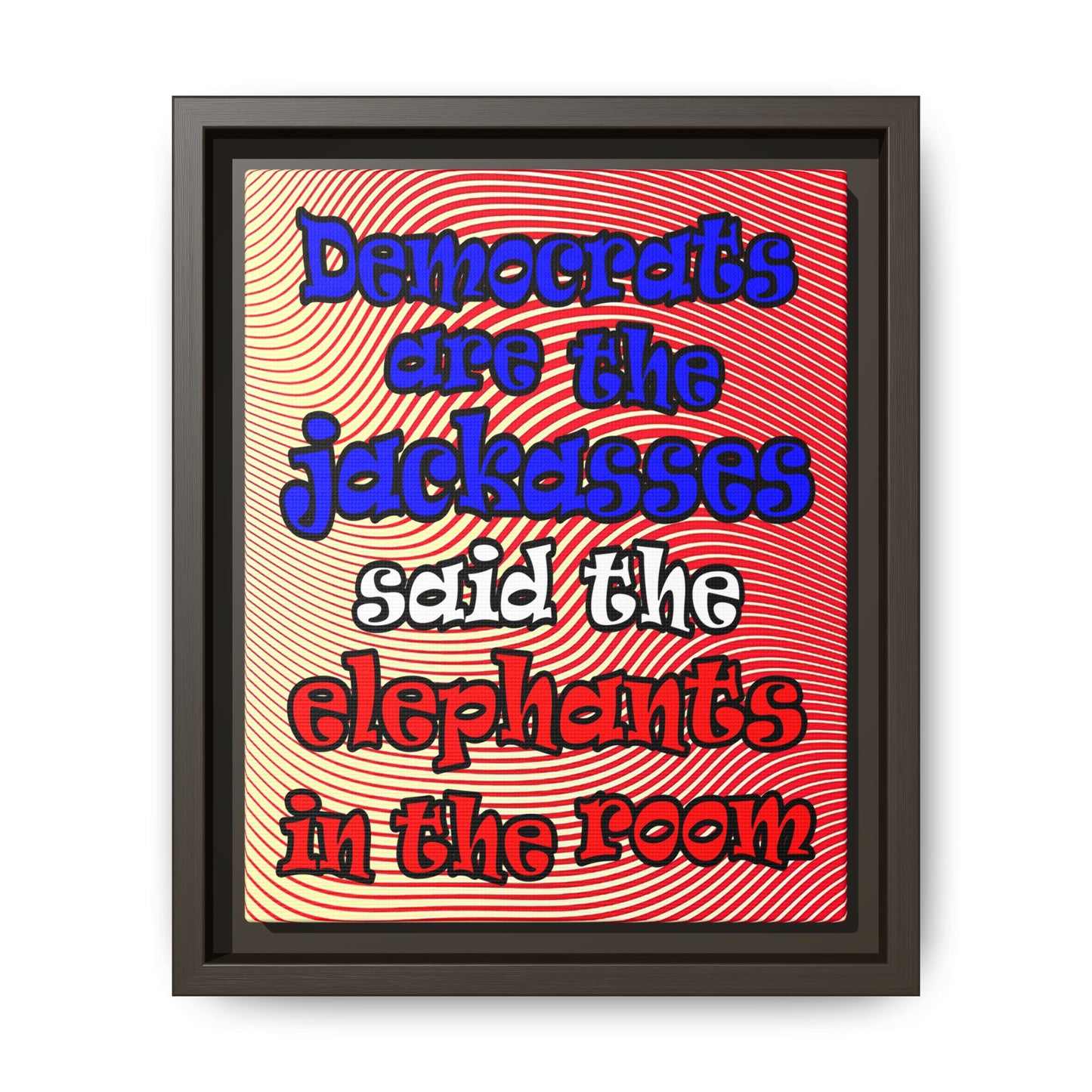 donkeys and elephants - framed canvas art (yellow-orange wave)