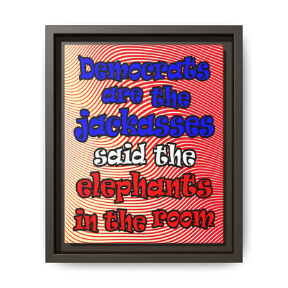 donkeys and elephants - framed canvas art (yellow-orange wave)