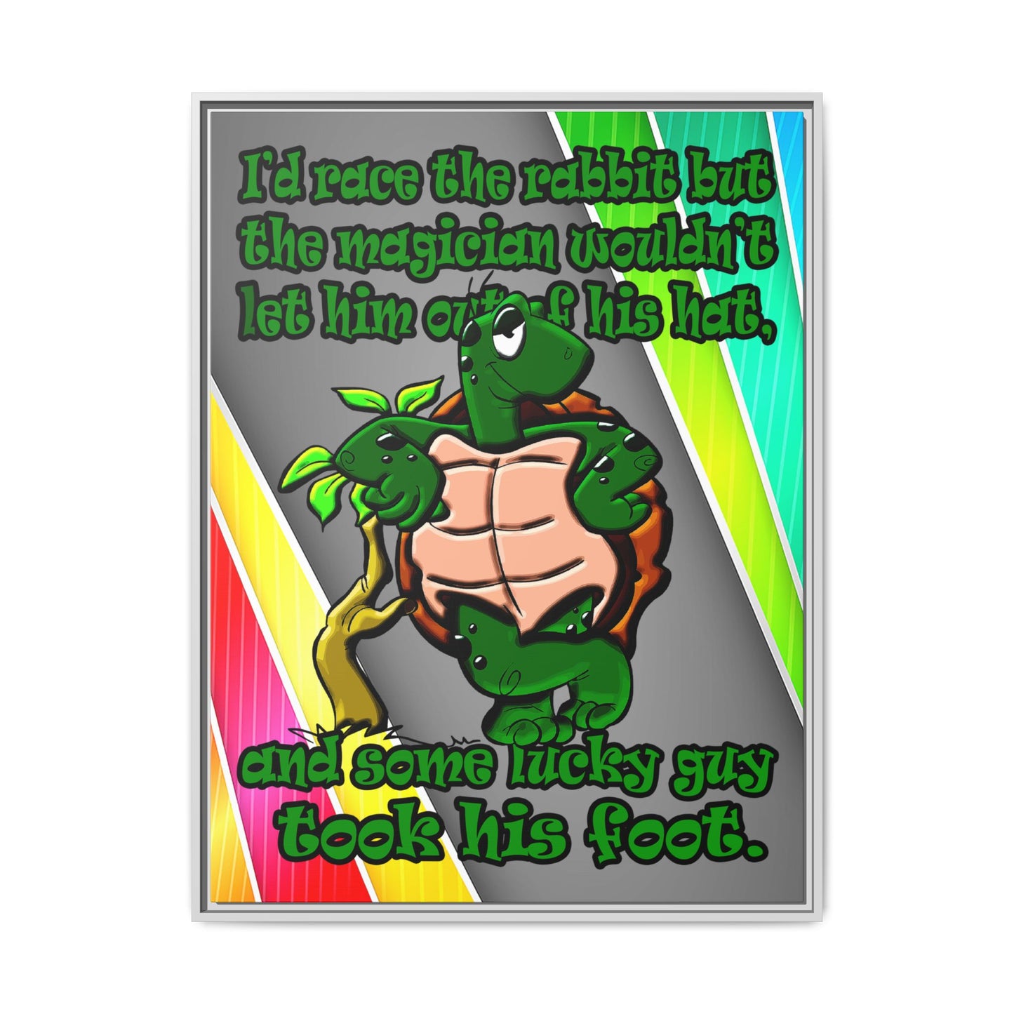 turtle race - framed canvas art (rainbow split)