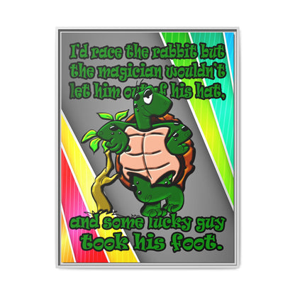 turtle race - framed canvas art (rainbow split)