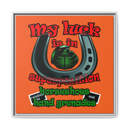 my luck - framed canvas art (orange)