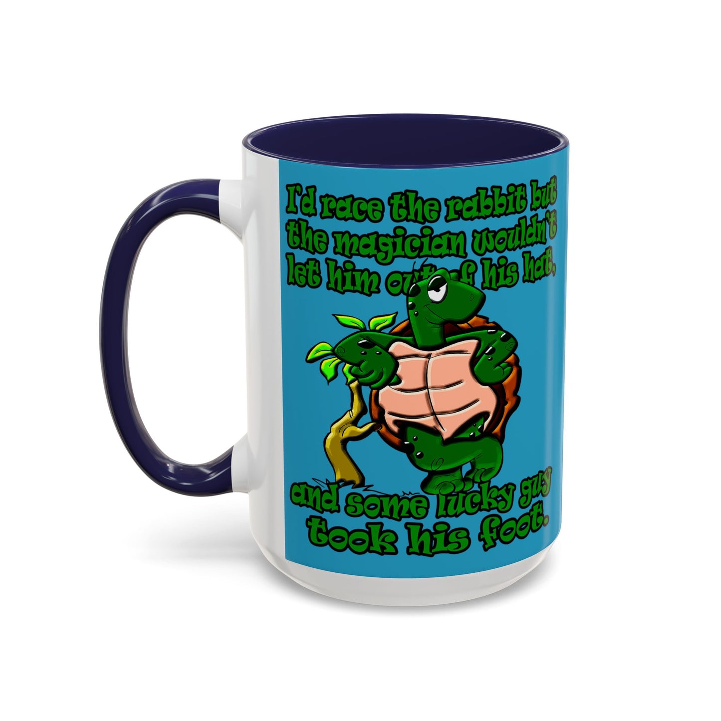 turtle race - Accent Mug (turquoise)