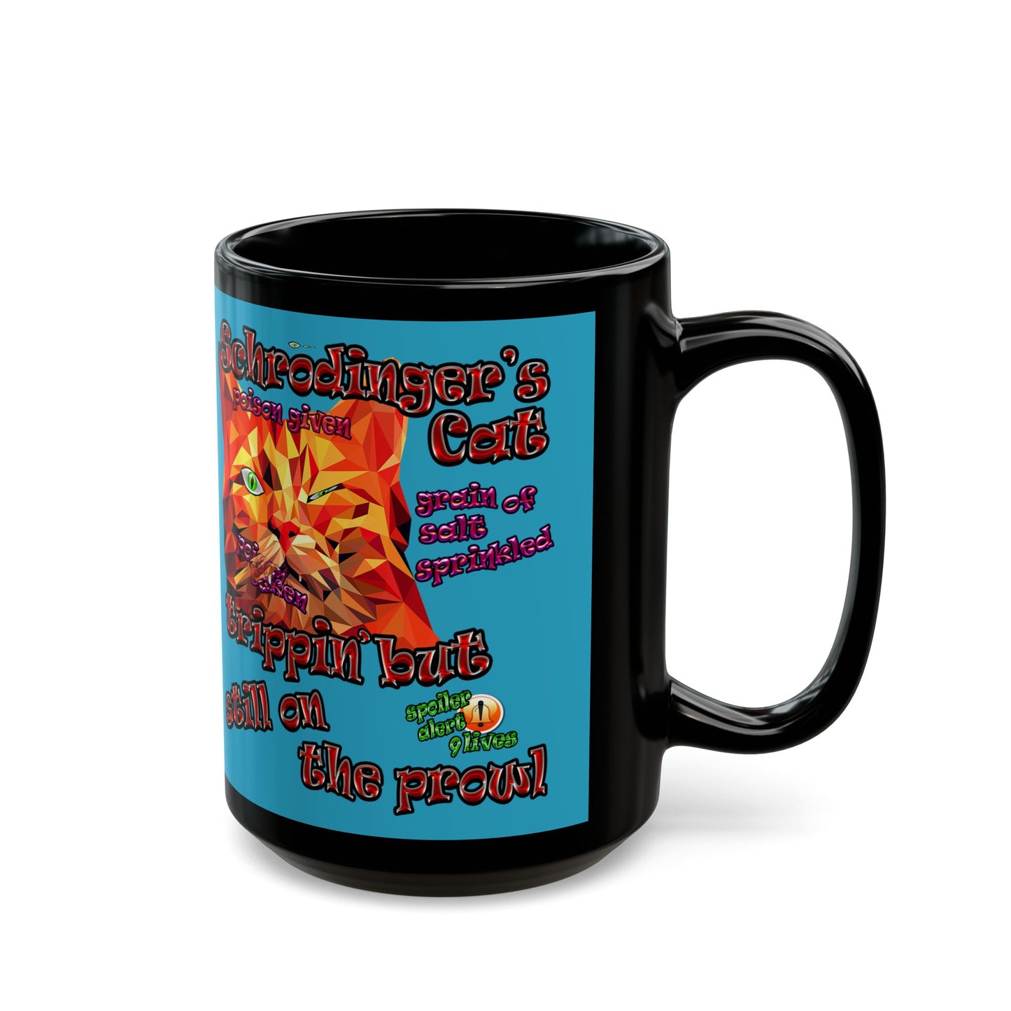 schrodinger's cat - Black Mug (turquoise)