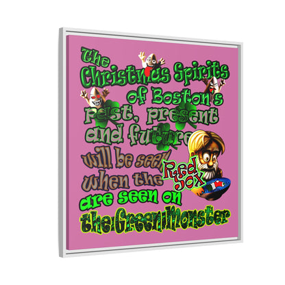 christmas spirits of boston - framed canvas art (light pink)